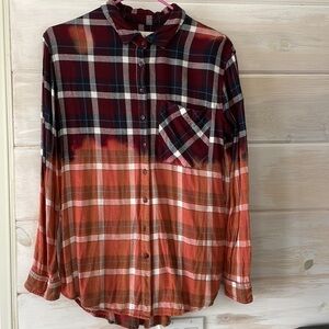Bleached Ombre Flannel‎ Shirt
